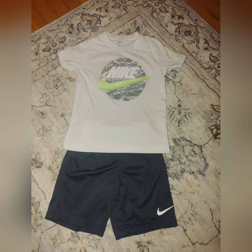 Nike White Tee and Gray Shorts Set